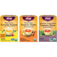Yogi Tea Immune Support Tea Variety Pack - 16 Tea Bags Per Pack (3 Packs) - Immunity Support Tea Sampler Set - Sweet Lemon Everyday Immune Tea, Honey Chai Turmeric Vitality Tea & More