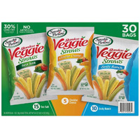 Sensible Portions Garden Veggie Snack Straws Shape Chips Variety Pack, 30 Count