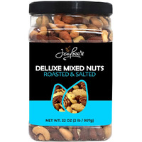 Mixed Nuts Deluxe - Roasted & Salted | 32 Oz Reusable Container | Healthy Gourmet Variety Snack Mix With Cashews, Almonds, Brazil Nuts, Pecans, Hazelnuts (No Peanuts) Holiday Gifts | Keto, Vegan Friendly, Healthy Nut Mix | Jaybee's