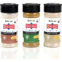 Redmond Real Sea Salt - Natural Unrefined Organic Gluten Free, Seasoning 8.25 Ounce Shaker Bundle (Onion, Season, Garlic)