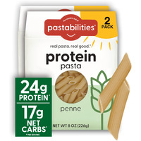 Pastabilities, Protein Pasta, Penne - 24G Protein & Low 12G Net Carb - High Protein, Delicious Taste & Texture Non-Gmo Plant-Based Pasta, Keto Friendly, Vegan (8 Ounce, 2 Pack)