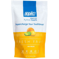 Epic Xylitol Chewing Gum - Sugar Free & Aspartame Free Chewing Gum Sweetened W/Xylitol For Dry Mouth & Gum Health (Fresh Fruit, 500-Piece Bag, 1 Bag)