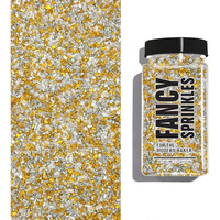 Fancy Sprinkles Filthy Rich Fancy Sugar Silver And Gold Pearlescent Sugar Crystals Flecked With Silver And Gold Mini Edible Glitter Stars (0.5C)