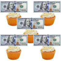 Morofme Edible Money Cake Topper 30Pcs Edible 100 Dollar Bill Cake Cupcake Toppers, Edible Money Image Wafer Paper Cake Decorations Precut Fake Money For Birthday Party Supplies