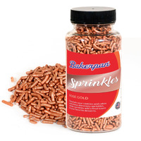 Bakerpan Rose Gold Sprinkles Edible For Cupcakes, Rose Gold Jimmies Sprinkles For Cake Decorating - 4.3 Ounces (Made In Usa)