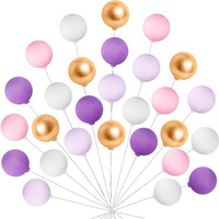30 Pieces Balloon Cake Topper Mini Colorful Balloon Cake Picks Round Balloon Cupcake Topper Cake Decoration For Dollhouse Party Decorations Birthday Wedding(Light Colors)