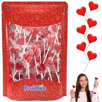 Fruidles Valentines Day Lollipops Mini Red Heart Shaped Strawberry Flavored Lollipop, Individually Wrapped, 5G Lollipops (160 Lollipops (2 Pounds))