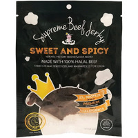 Supreme Beef Jerky, Halal Beef Jerky, Handcrafted Gourmet Meat Snacks, 2.5 Oz (Sweet & Spicy) Brown