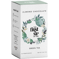 Almond Chocolate Green Tea, Pyramid Sachet Tea Bags, Dark Chocolate & Almond, Caffeinated, Hot & Iced Tea - 16 Cups | The Spice Hut, First Sip Of Tea