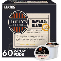 Tully's Coffee Hawaiian Blend, Keurig Single Serve K-Cup Pods, Medium Roast, 60 Count, (6 Packs Of 10)