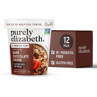 Purely Elizabeth Superfood Oatmeal Cup With Prebiotic Fiber, Dark Chocolate Chunk, Vegan Friendly, Organic, Gluten Free & Non-Gmo, 1.76 Ounce (Pack Of 12)