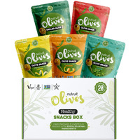 Nutruit Olives Snacks - Pitted Olives (Variety Box) - Fresh Harvest Aegean Green Olives - Vegan, Non-Gmo, Gluten Free, Kosher, Paleo, Sugar Free - Premium Packs With Wooden Stick - 1.2Oz (Pack Of 20)