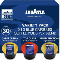 Lavazza Blue Coffee 30 X Pods Keto Increase Energy, Focus, Top Class, Gold, Caffe Crema, 10Ct Ea, Light Medium Dark Roast Arabica, Robusta, Bold, Smooth, Single Serve Pod