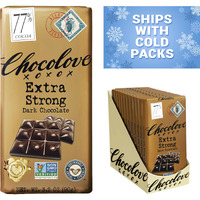 Chocolove Extra Strong Dark Chocolate Bars | 77% Cocoa | Strong & Smooth Belgian Dark Chocolate | Rainforest Alliance Certified, Non-Gmo, 3.2 Oz Bar (12 Pack)