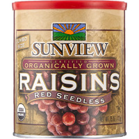 Sunview Organic Red Seedless Raisins 3 -15 Oz. Canisters