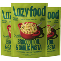 Lazy Food Broccoli, Garlic & Oil Vegetarian Pasta Meal | Gluten Free Pasta Dinner | Real Cheese And Red Pepper For Moderate Spice | Low Carb High Protein One Pot Meal Kit | Chickpea & Yellow Pea Penne