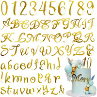 91 Pcs Acrylic Alphanumeric Cake Decoration Diy Cupcake Decoration A-Z Alphanumeric Mirror 0-9 Cake Decoration Pick Personalized Letters Anniversary Wedding Baby Shower Party Supplies