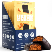 Krackd Snacks Keto Chocolate Snack Bars - Low Carb, Vegan Chocolate With Peanut Butter & Caramel - Gluten Free, Sugar Free Candy Bars - (Dark Chocolate Peanut Butter Caramel Crunch, 5 Pk)