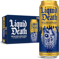 Liquid Death, Dead Billionaire Iced Tea, 8-Pack (King Size 19.2Oz Cans), Half Lemonade Half Black Tea Sweetened With Real Agave, B12 & B6 Vitamins, Low Calorie & Low Sugar