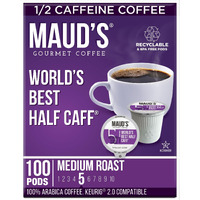 Maud's Half Caff Coffee Pods, 100 Ct | World's Best Half Caff | 100% Arabica Medium Roast Coffee | Solar Energy Produced Recyclable Single Serve Coffee Pods Compatible With Keurig K-Cup Brewers
