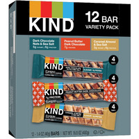 Kind Nut Bars Favorites Variety Count, 1.4 Ounce, 12 Count, Dark Chocolate Nuts And Sea Salt, Peanut Butter Dark Chocolate, Caramel Almond And Sea Salt