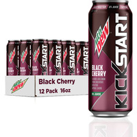 Mountain Dew Kickstart, Black Cherry, 92Mg Caffeine, Vitamins B & C, 80 Calories, 5% Juice, 16 Fl Oz (12 Count)