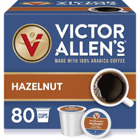 Victor Allen's Coffee Hazelnut Flavored, Medium Roast, 80 Count, Single Serve Coffee Pods For Keurig K-Cup Brewers