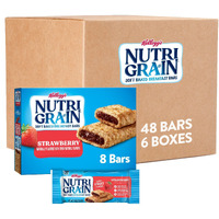 Nutri-Grain Soft Baked Breakfast Bars, Made With Whole Grains, Kids Snacks, Strawberry, 3.9Lb Case (6 Boxes)