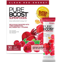 Pureboost Superfoods Clean Energy Drink Mix With B12, 7 Organic Red Superfoods And Vitamins. Naturally Flavored With Super Beets, Hibiscus, Pomegranate. No Sugar. (30 Count, Red Burst)