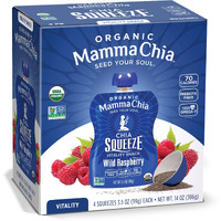 Mammachia Organic Chia Squeeze Vitality Snack, Wild Raspberry, No Added Sugar, Vegan Friendly, Kosher, Usda Certified Organic, Gluten Free & Non-Gmo, 4 Count, 14 Ounce (Pack Of 6)