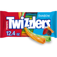 Twizzlers Twists Rainbow Flavored Licorice Style, Low Fat Candy Bags, 12.4 Oz (6 Count)