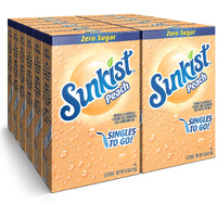 Sunkist Soda Singles To Go! Drink Mix In 12 Boxes With 6 Packets Each (Noncarbonated And Sugar Free), Peach, 72 Count