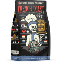 Bones Coffee Company French Toast Ground Coffee Beans, Sweet & Buttery Flavor, Low Acid Flavored Coffee, Made With Arabica Coffee Beans, Medium Roast Gourmet Coffee (12 Oz)