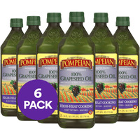 Pompeian 100% Grapeseed Oil, Light And Subtle Flavor, Perfect For High-Heat Cooking, Deep Frying And Baking, 24 Fl. Oz., Pack Of 6