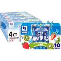 Capri Sun Roarin' Waters Strawberry Kiwi Surf Naturally Flavored Water Kids Beverage (40 Ct Pack, 4 Boxes Of 10 Pouches)