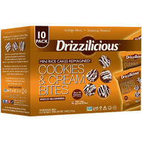 Drizzilicious Mini Rice Cakes Cookies & Cream - Rice Crisps, Healthy Snack For Adults And Kids, Flavored Rice Cakes, Vegan, Gluten Free, Allergen Free, Only 90 Calories Per Bag - 0.74 Oz (Pack Of 10)