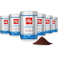 Illy Ground Coffee Espresso - 100% Arabica Coffee Ground - Classico Decaf Roast - Notes Of Caramel, Toasted Bread & Chocolate - Rich Aromatic Profile - No Preservatives - 8.8 Ounce, 6 Pack