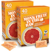 Monk Fruit In The Raw Zero-Calorie Sugar Substitute Packets - Natural Monk Fruit Sweetener Powder, No Erythritol, Plant-Based Keto Sweetener, Diabetic Friendly, 40 Packets Ea (Pack Of 2)