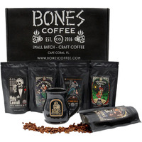 Bones Coffee Company Favorite Flavor Sample Pack With Specialty Mug | 4 Oz Pack Of 5 Assorted Flavor Whole Coffee Beans | Medium Roast Coffee Beverages (Whole)