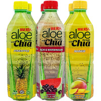 Iberia Aloe Vera Drink With Aloe Pulp And Chia Seeds 16.9 Ounce (Pack Of 6) 2 X Watermelon & Acai, 2 X Mango, 2 X Pineapple