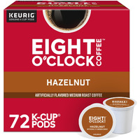 Eight O'Clock Coffee Hazelnut, Keurig Single Serve K-Cup Pods, Medium Roast, 72 Count (6 Packs Of 12)