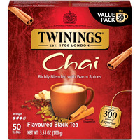 Twinings New Chai Black Tea Individually Wrapped Bags, 50 Count (Pack Of 6), Sweet, Savoury Spices, Caffeinated, Enjoy Hot Or Iced | Packaging May Vary