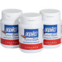 Epic Xylitol Chewing Gum - Sugar Free & Aspartame Free Chewing Gum Sweetened W/Xylitol For Dry Mouth & Gum Health (Cinnamon, 50-Piece Bottle, 3 Bottles)