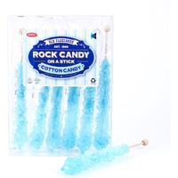 Extra Large Rock Candy Sticks: 6 Light Blue Cotton Candy Lollipop - Individually Wrapped - Espeez Rock Candy Crystal Sticks For Candy Buffet, Birthdays, Weddings, Receptions, Bridal And Baby Showers