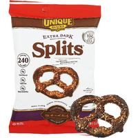 Unique Snacks Extra Dark Splits Pretzels, Original Split-Open Pretzels, Delicious Homestyle Baked Snack Bag, Vegan, Ou Kosher, And Non-Gmo Food, No Artificial Flavor, 2.12 Oz. Bag, Pack Of 24