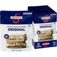Swanson Original White Chunk Fully Cooked Chicken, Ready To Eat, Simple On-The-Go Meals, 2.6 Oz Pouch (Case Of 12)