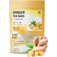 Teadreamtea Ginger Tea Bags - 100 Bleach-Free Tea Bags | Caffeine Free, Antioxidant, Calms Upset Stomach - Strengthen Immune System - Herbal Ginger Tea