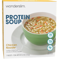 Wonderslim Protein Soup, Chicken Noodle, 70 Calories, 12G Protein, No Fat, Low Carb (7Ct)