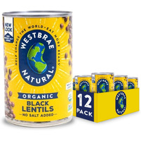 Westbrae Natural Organic Black Lentils, No Salt Added, Usda Certified Organic, Gluten Free & Non-Gmo, 15 Ounce (Pack Of 12)