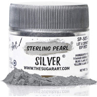 The Sugar Art - Sterling Pearl - Edible Shimmer Powder For Decorating Cakes, Cupcakes, Cake Pops, & More - Dust On Shine & Luster To Sweets - Kosher, Food-Grade Coloring - Silver - 2.5 Grams